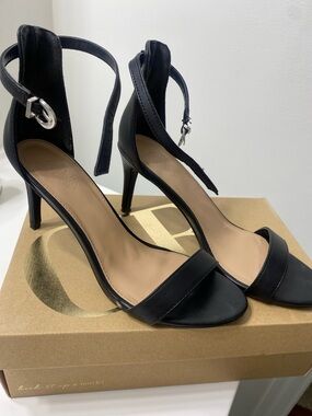Charlotte Russe Black Open-Toe Ankle-Strap Stiletto Heels